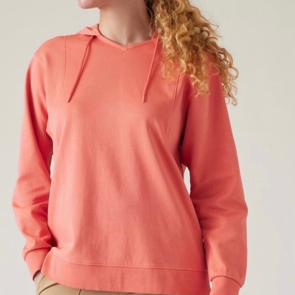 NWT Athleta Coral Sundown Pullover Hoodie Cotton Blend Oversized Size XL
